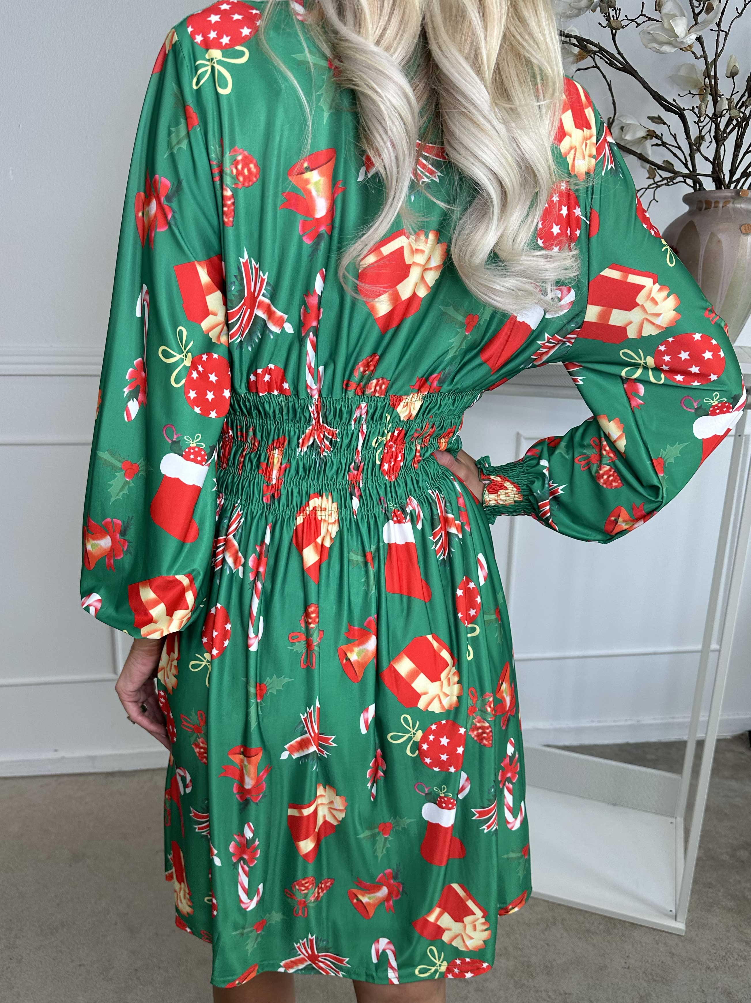 Pams Holiday Short L/S - Elastisk klänning med julmotiv